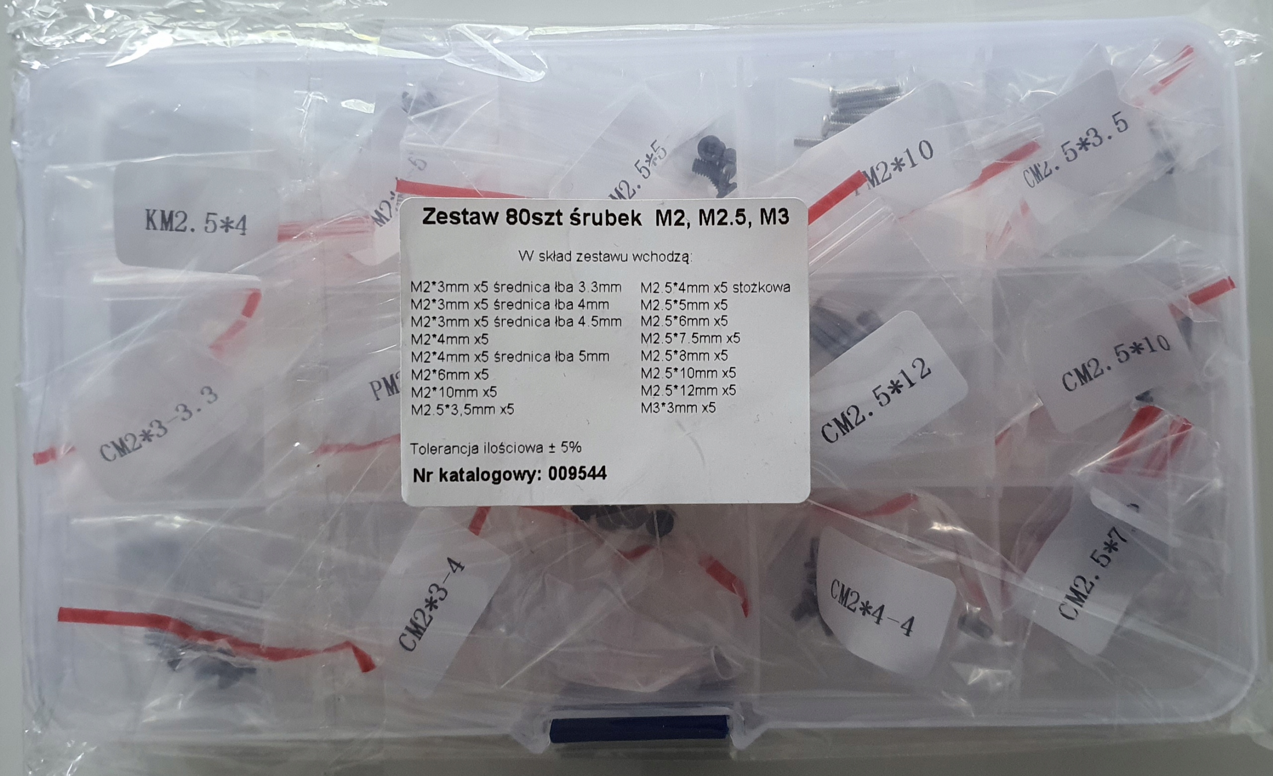 ZESTAW ŚRUBEK M2, M2.5, M3 80SZT Producent Inna