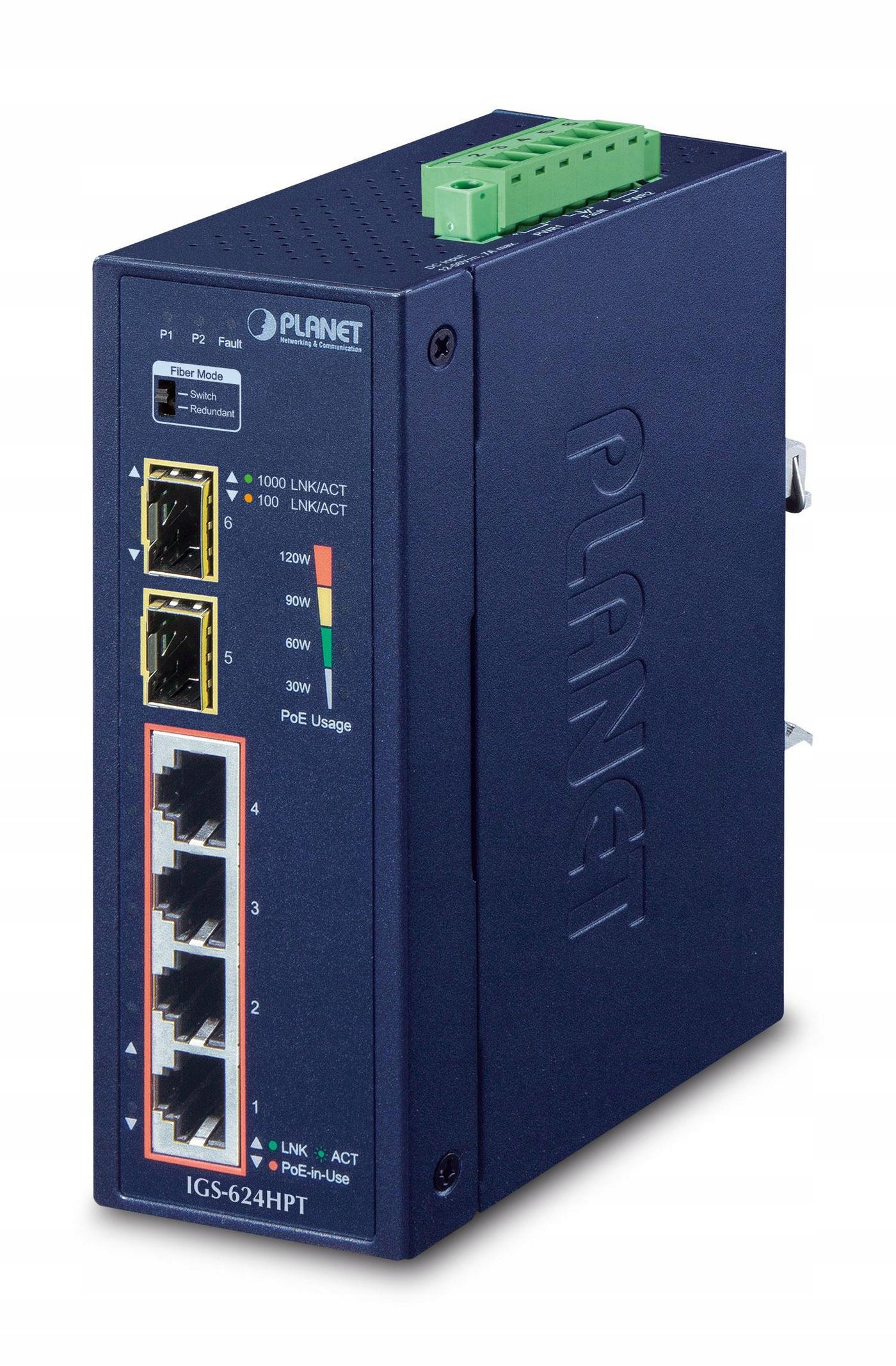 6portový gigabitový Switch Planet IP30