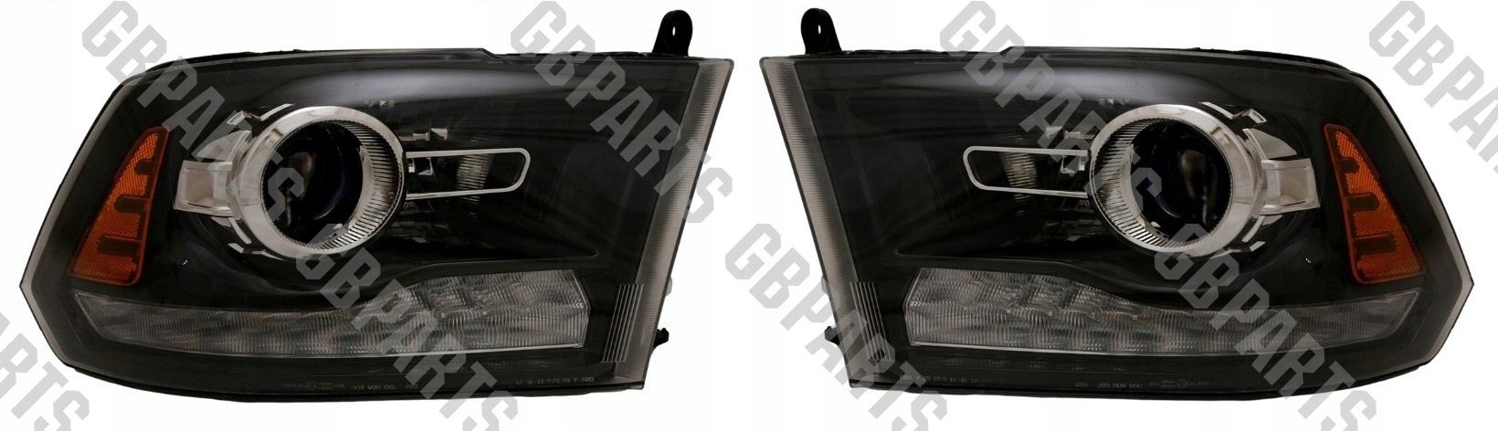 Lampa Světlomet Komplet Pravá Levá Černá Led Dodge Ram 2013-2018