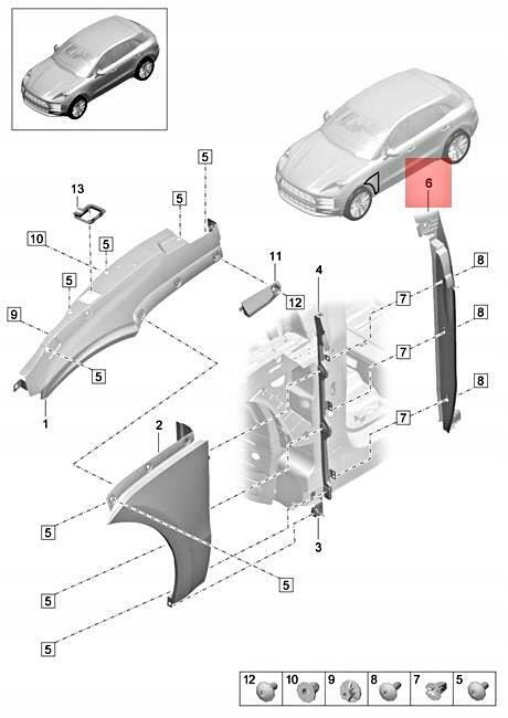 Maskownica Oslona Blotnika 95B854777 Porsche Macan Car type 4x4 SUV Passenger cars