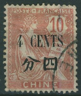 Kolonie fr. Chine 4 cents / 10 cent. - Droits ..