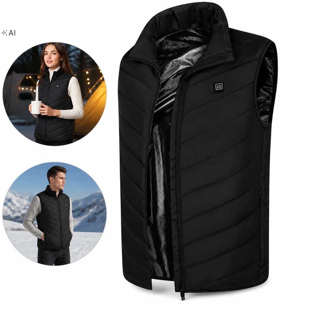 Vyhřívaná Elektrická Vesta Unisex XXL Teplá Usb Bunda Bez Rukávů 3 Stupně