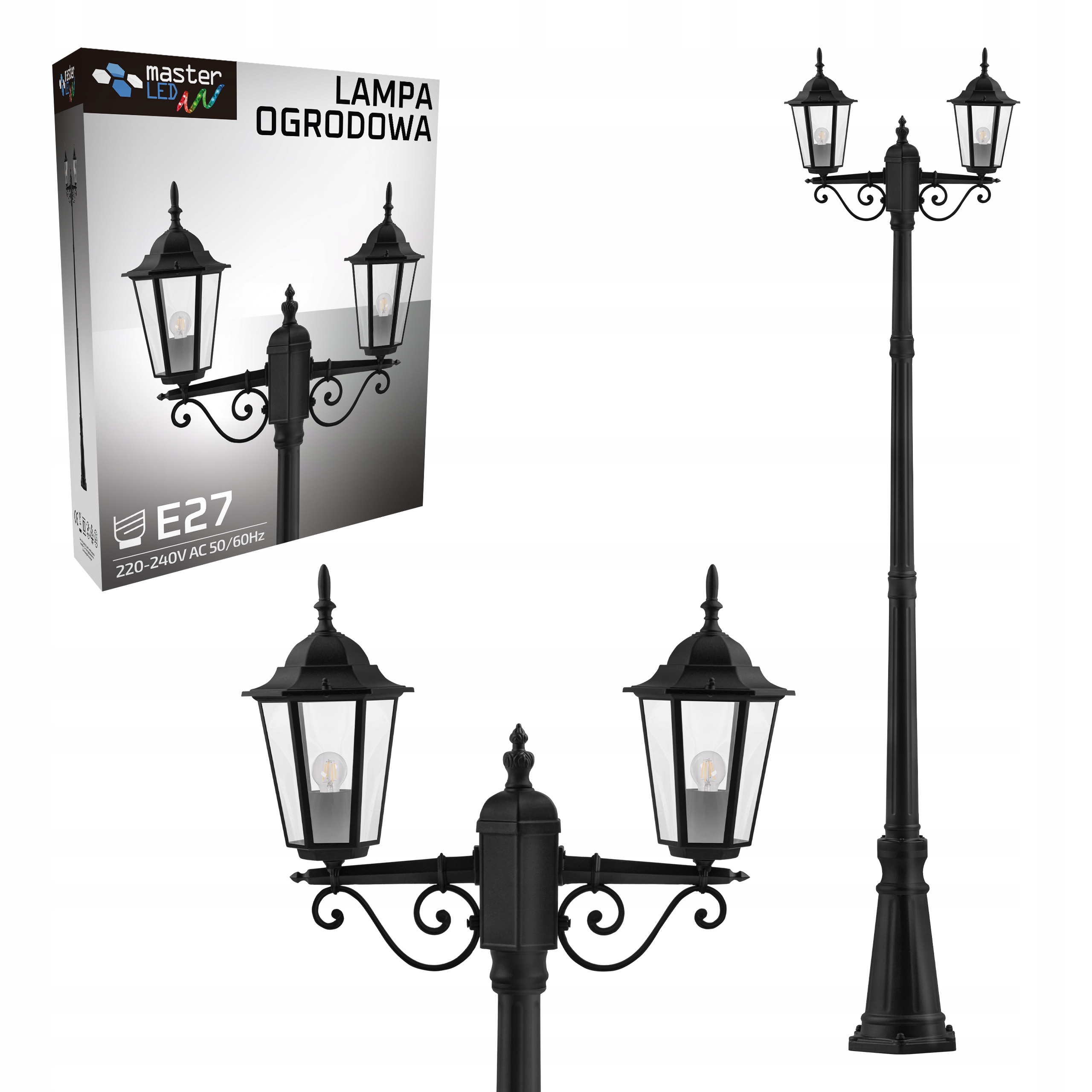 Lampa Led Ogrodowa stojąca zewnętrzna lampion E27 Słupek