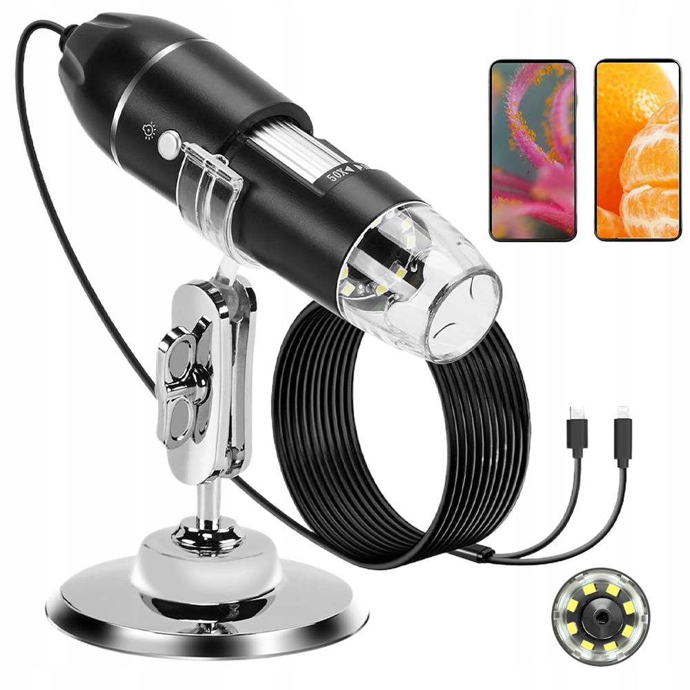 Digitální Mikroskop 50-1600x 8LED Usb Pro iOS a Android Vzdělávací Pro Děti