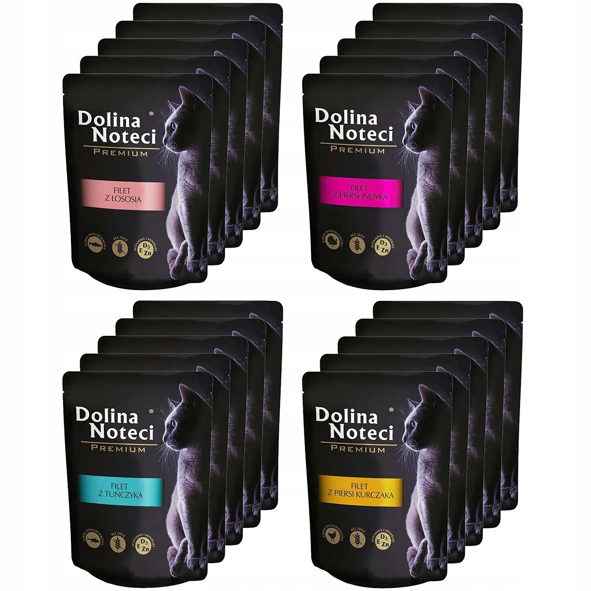 Levně Dolina Noteci Prémiové Mokré krmivo pro kočky filé MIX Chutí ryba drůbež