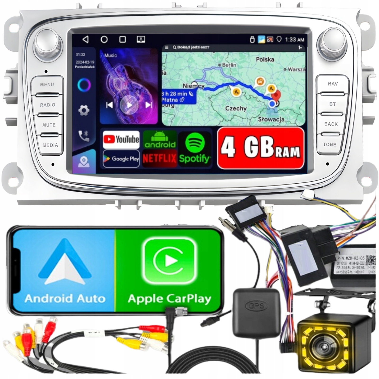 Automobilové Radio pro Ford Mondeo MK4 Focus MK2 MK3 Galaxy Gps Android Rds