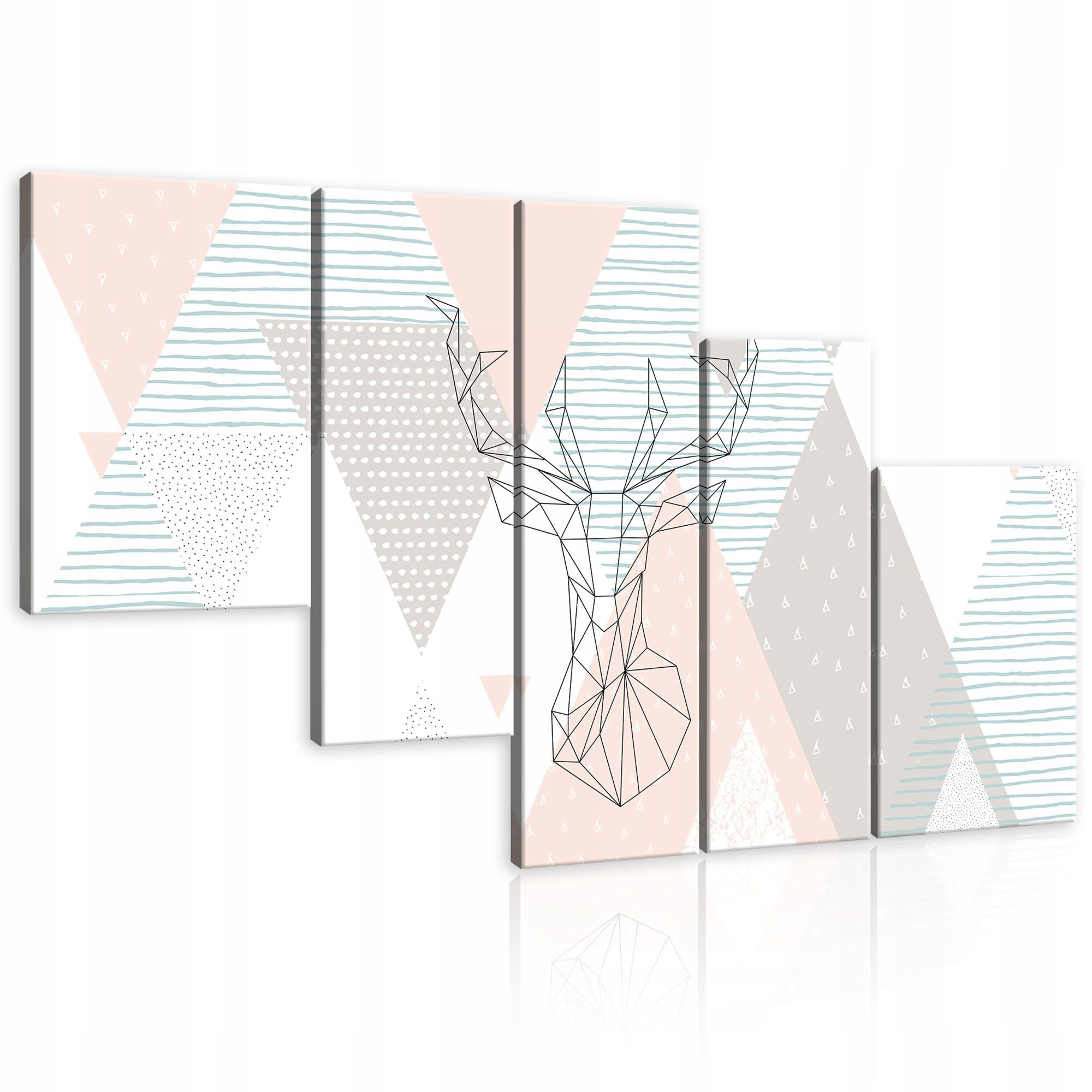 Obraz 170x100 modulární abstrakce jelen geometrie pastelový minimalismus