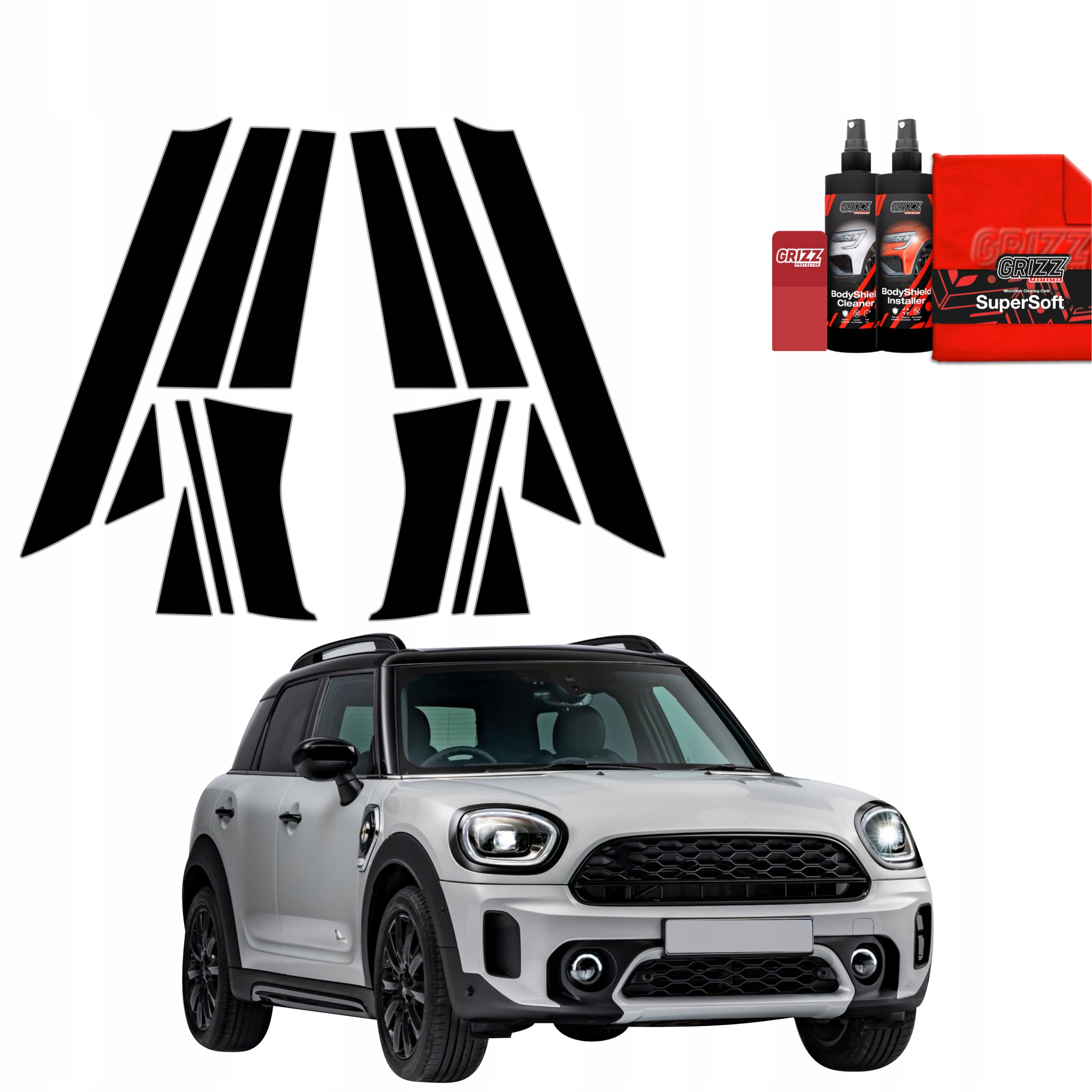 14v1 Černá fólie na sloupky pro Mini Countryman (2023-2025)