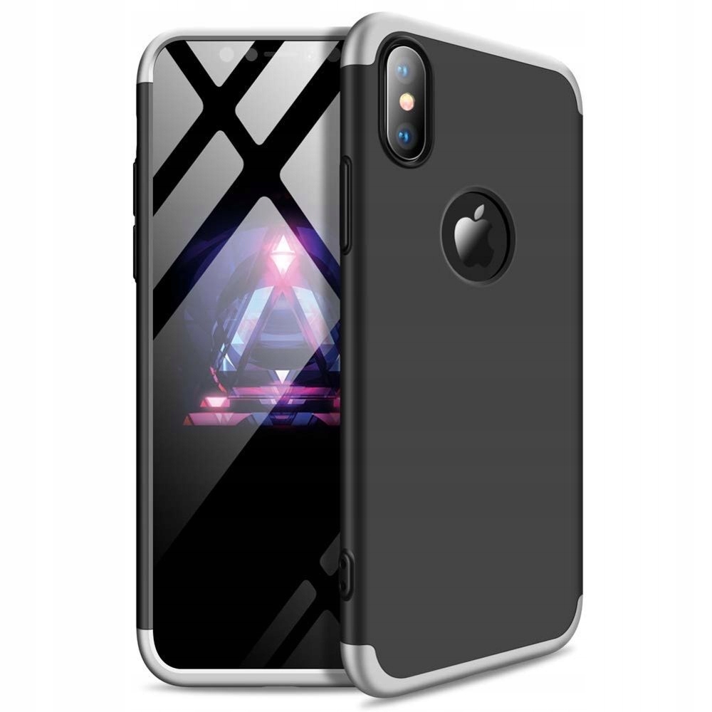 

Etui przód + tył do iPhone Xs Max czarno-srebrny