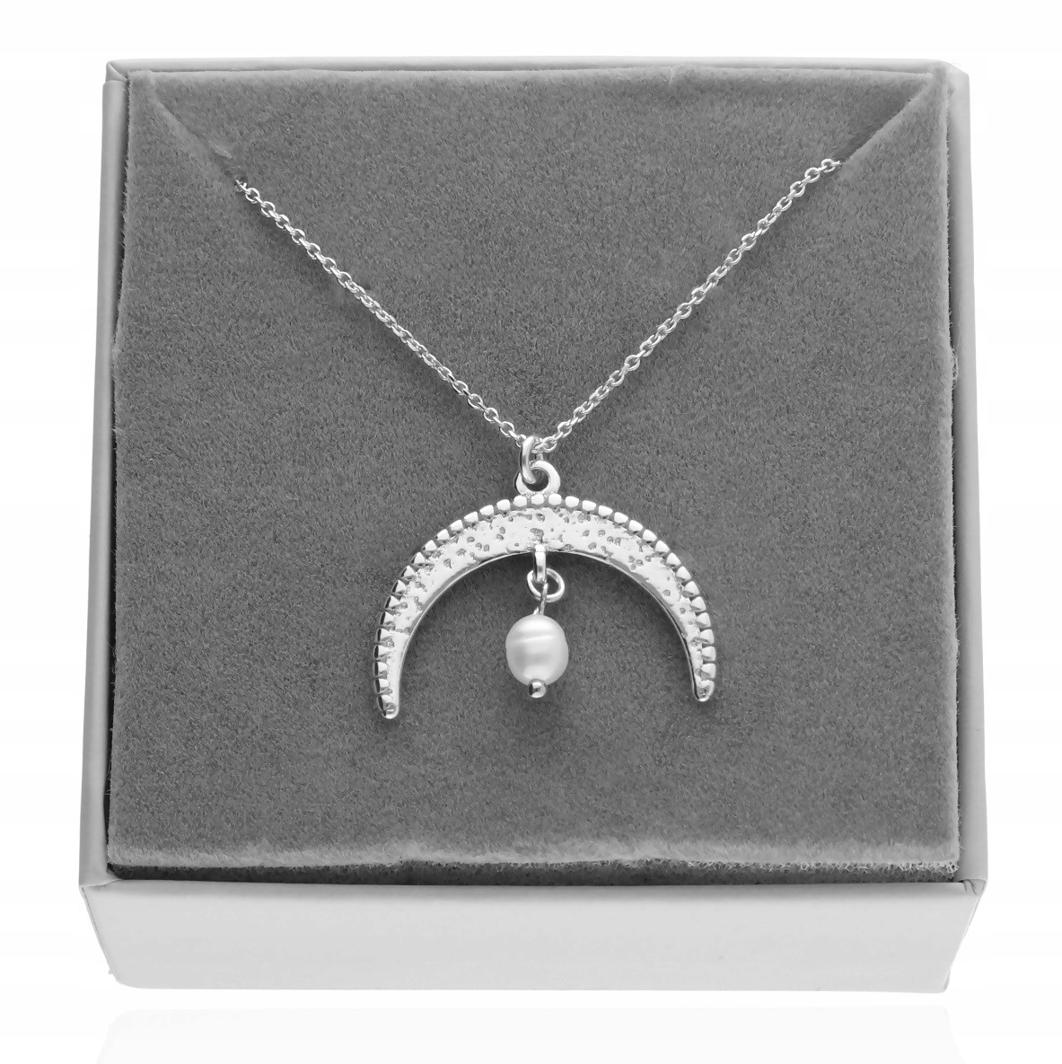 Stříbrný náhrdelník s měsícem a talismanem perla příroda 50