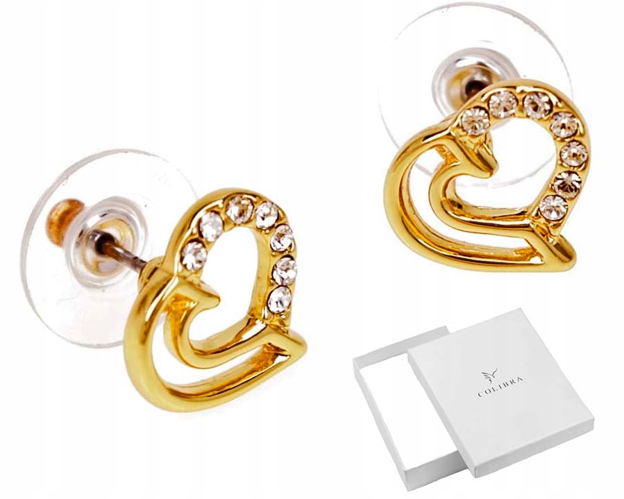 

Kolczyki Złote Serca Kryształy Swarovski Colibra