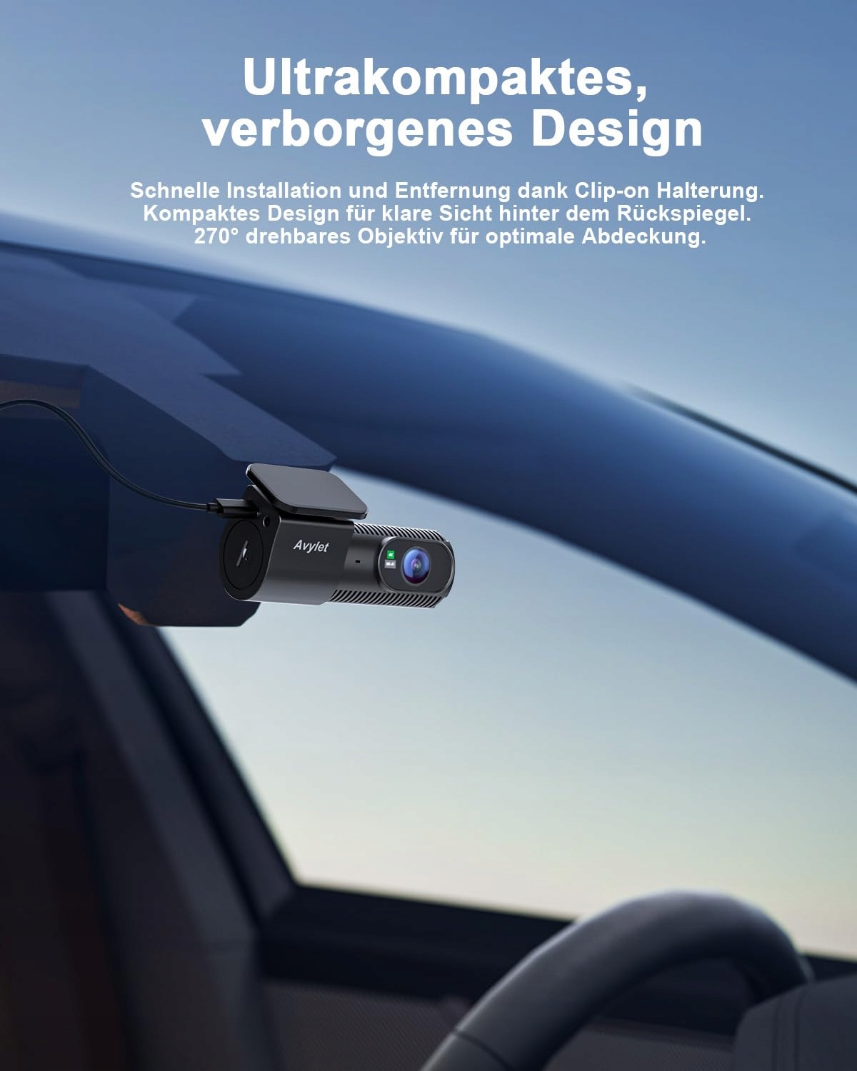 AVYLET Kamera Samochodowa 4K 1080P Przód Tył WiFi GPS Nocny Tryb 170° 150° — miniatura 9