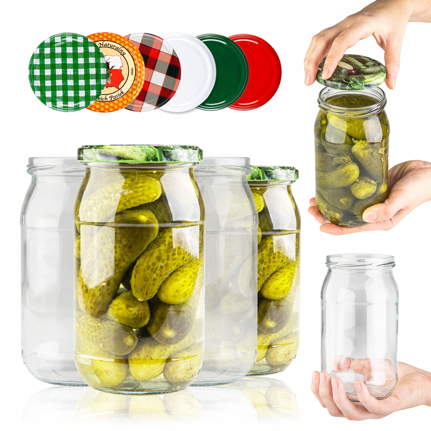 30x Szklane Słoiki 815 ML Z Zakrętkami Na Miód Kompot Ogórki Sos