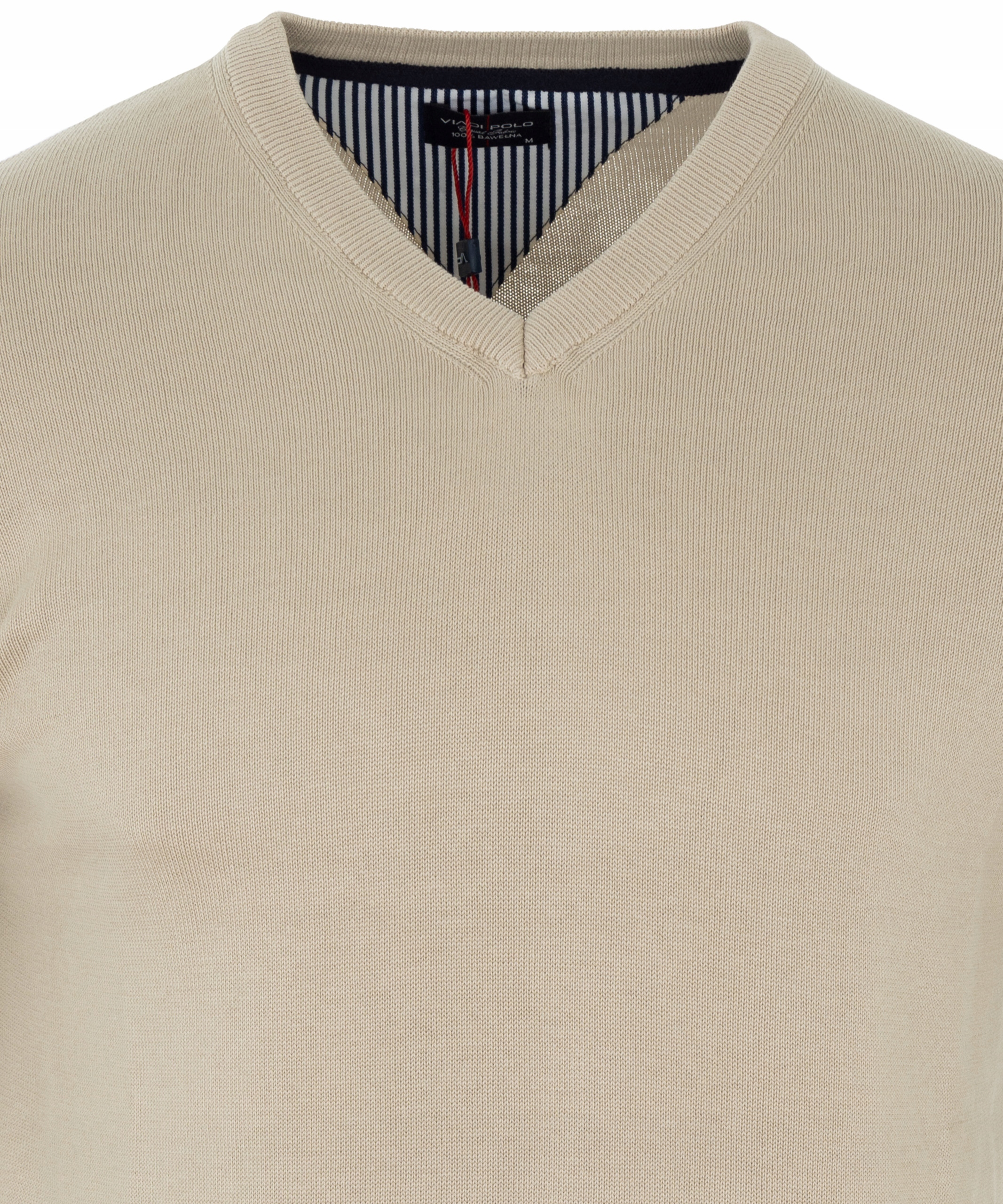 SWETER ELEGANCKI WYSOKA JAKOŚĆ 100%BAWEŁNA SEREK JASNO-BEŻOWY VIADI POLO M Marka inna