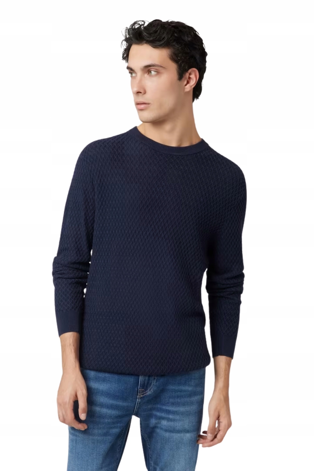 Guess Tmavě modrý pánský svetr Davin Cn Ls XXL