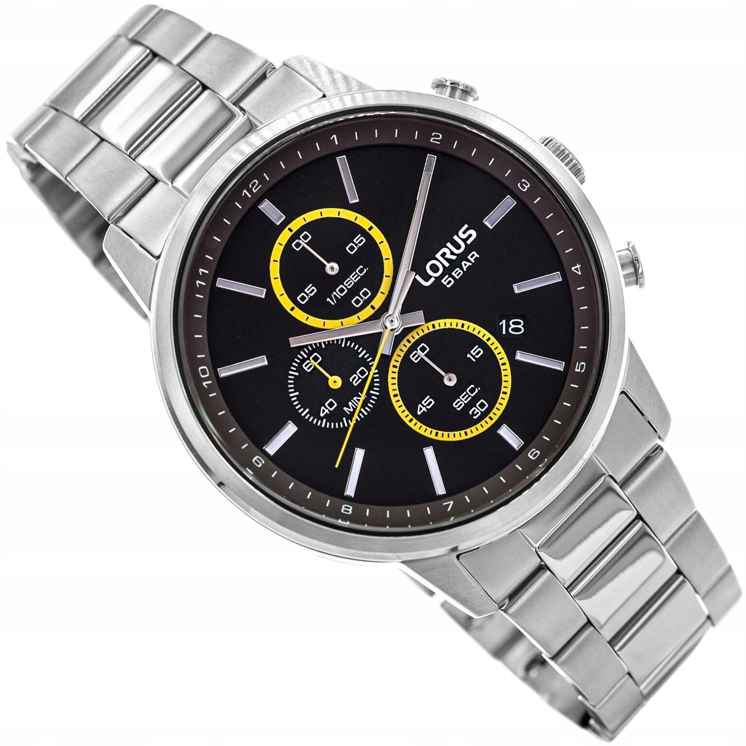 Pánské Hodinky Lorus RM395GX9 Stříbrné Na Náramku Chronograf Data 100 M