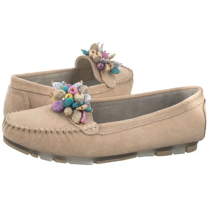 Dámské kožené boty Mokasíny Filippo Béžové DP7809/26 Be Beige