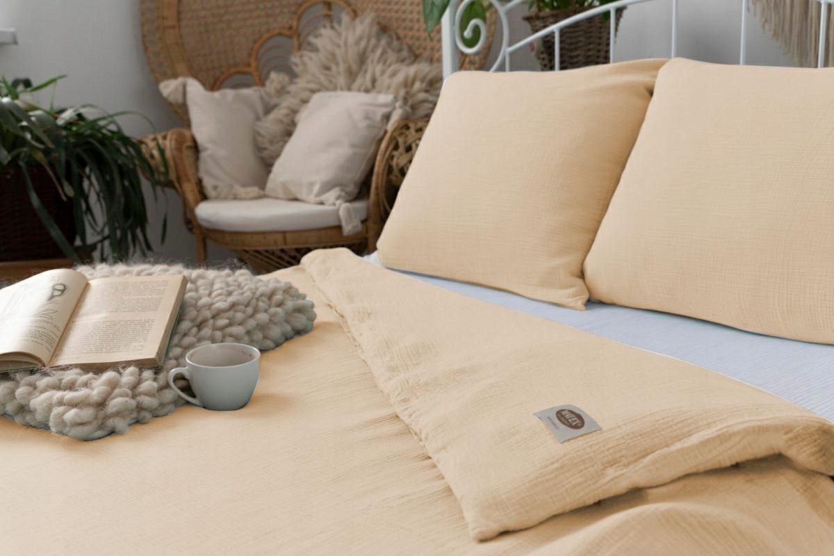 Posteľná Bielizeň bavlnená Mušlinová 220x200 +2x70x80 Matex béžová