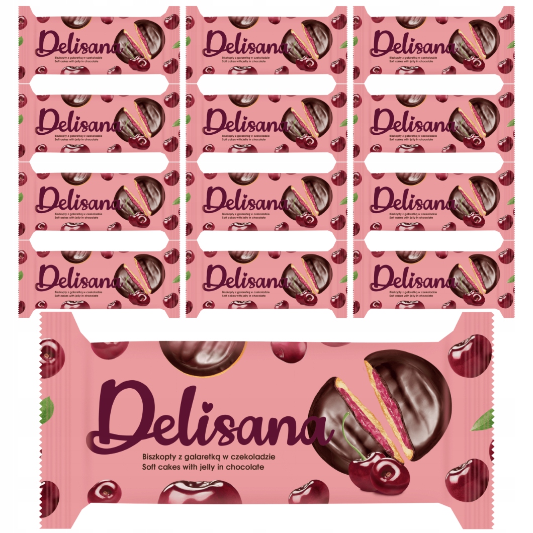 Levně Delisana Sušenky s třešňovým želé 135 g x 12 kusů