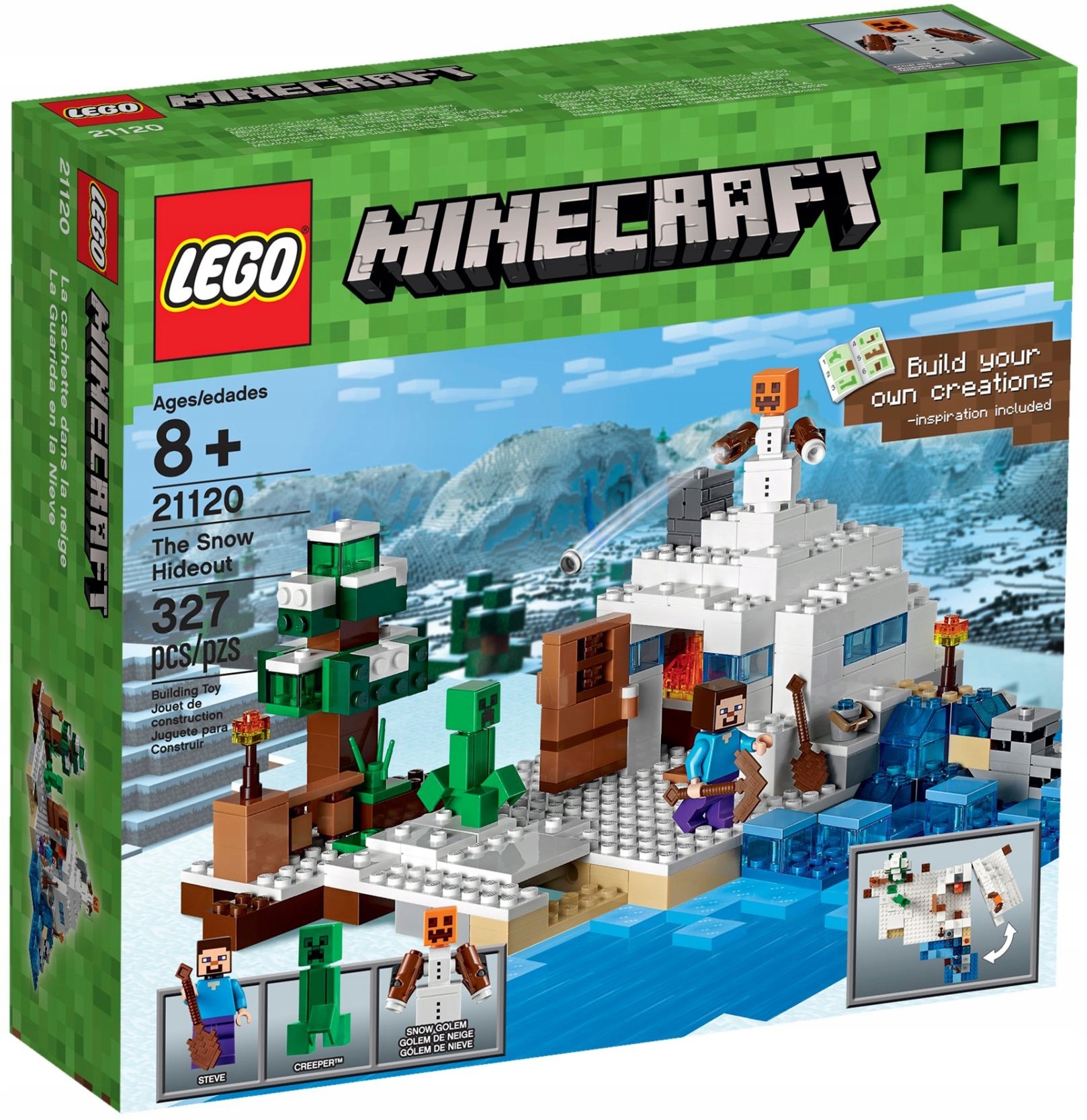 LEGO 21120 ŚNIEŻNA KRYJÓWKA MINECRAFT NOWE KLOCKI UNIKAT MIN023 MIN012