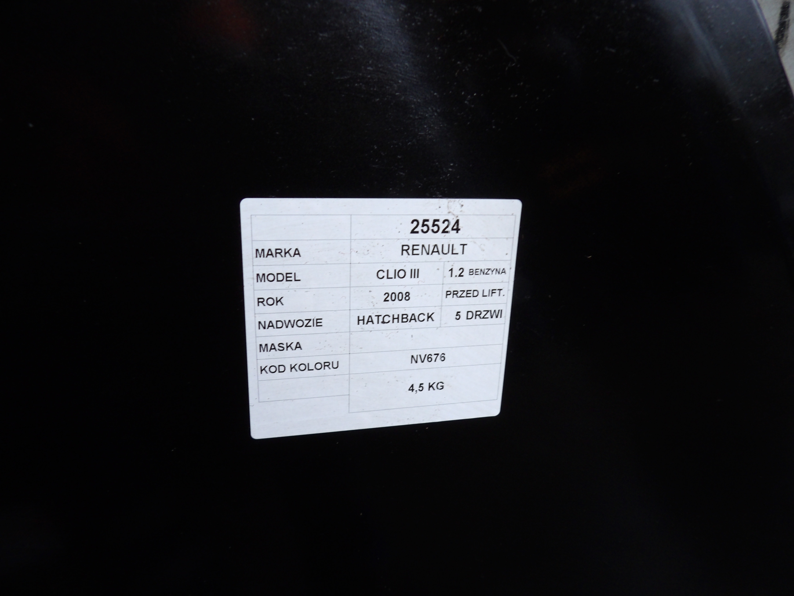 Renault Clio III Capot lak. NV676