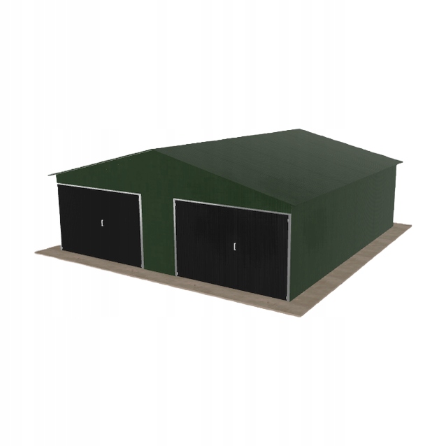 Plechová garáž 7x7.5 m dvoupolohová, dvoupolohová, zelená