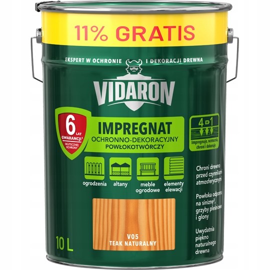 Vidaron Impregnat 9L 1L V05 Teak Naturalny tik tek do drewna