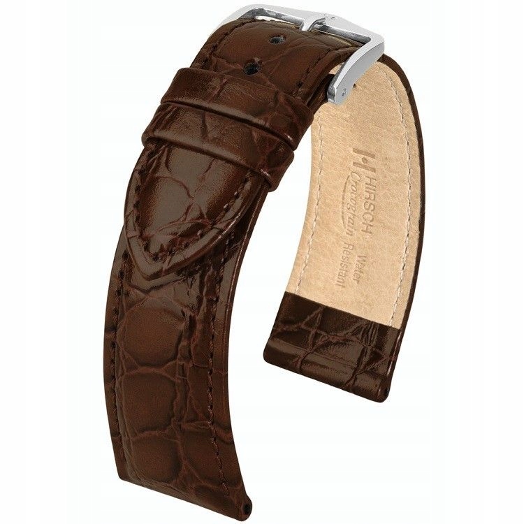 Hnědý kožený opasek 22 mm Hirsch Crocograin 12322810-2-22 (L)