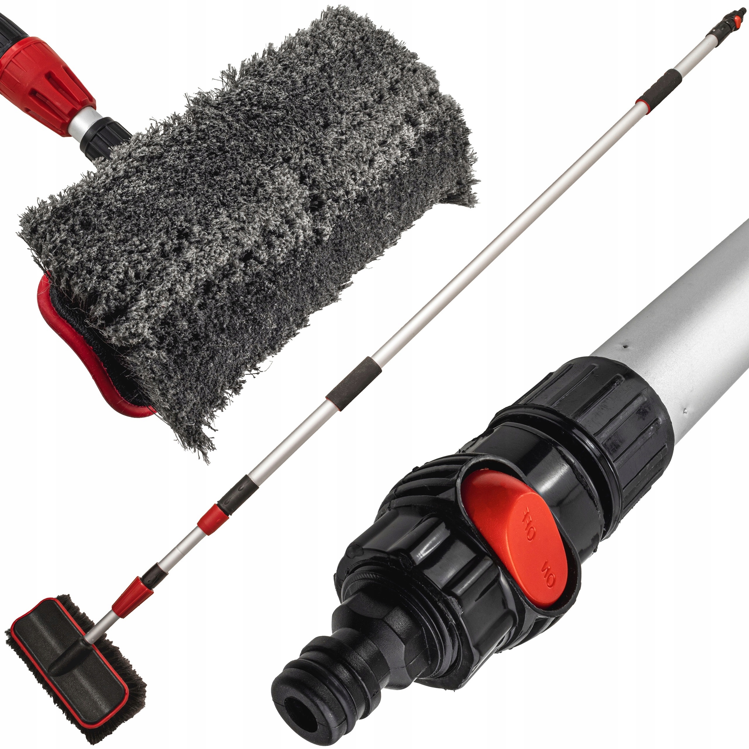 Kartáč na mytí foto panelů střech 200-490 cm, teleskopický, průtokový