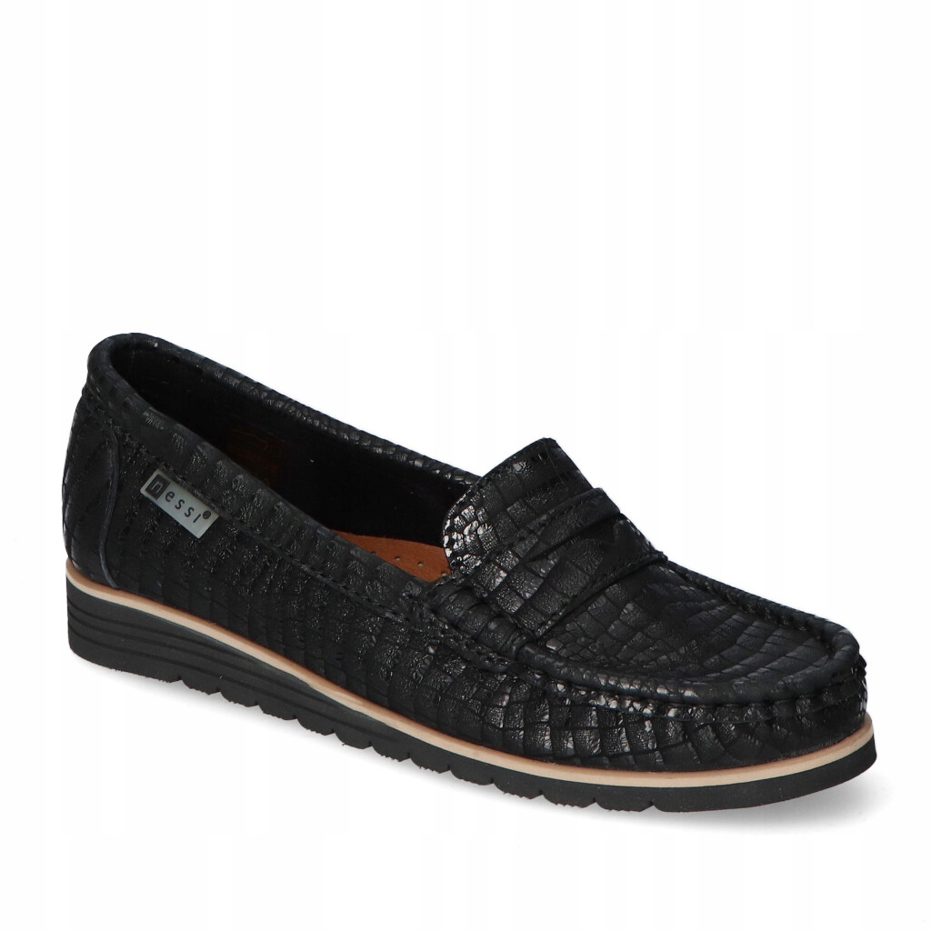 Mokasyny Nessi 18765 Czarny nubuk 37