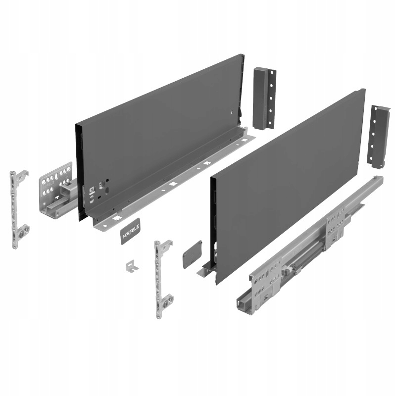 Szuflada Hafele Matrix S Slim 3D szara 450 mm wysoka H167 cichy domyk 35kg