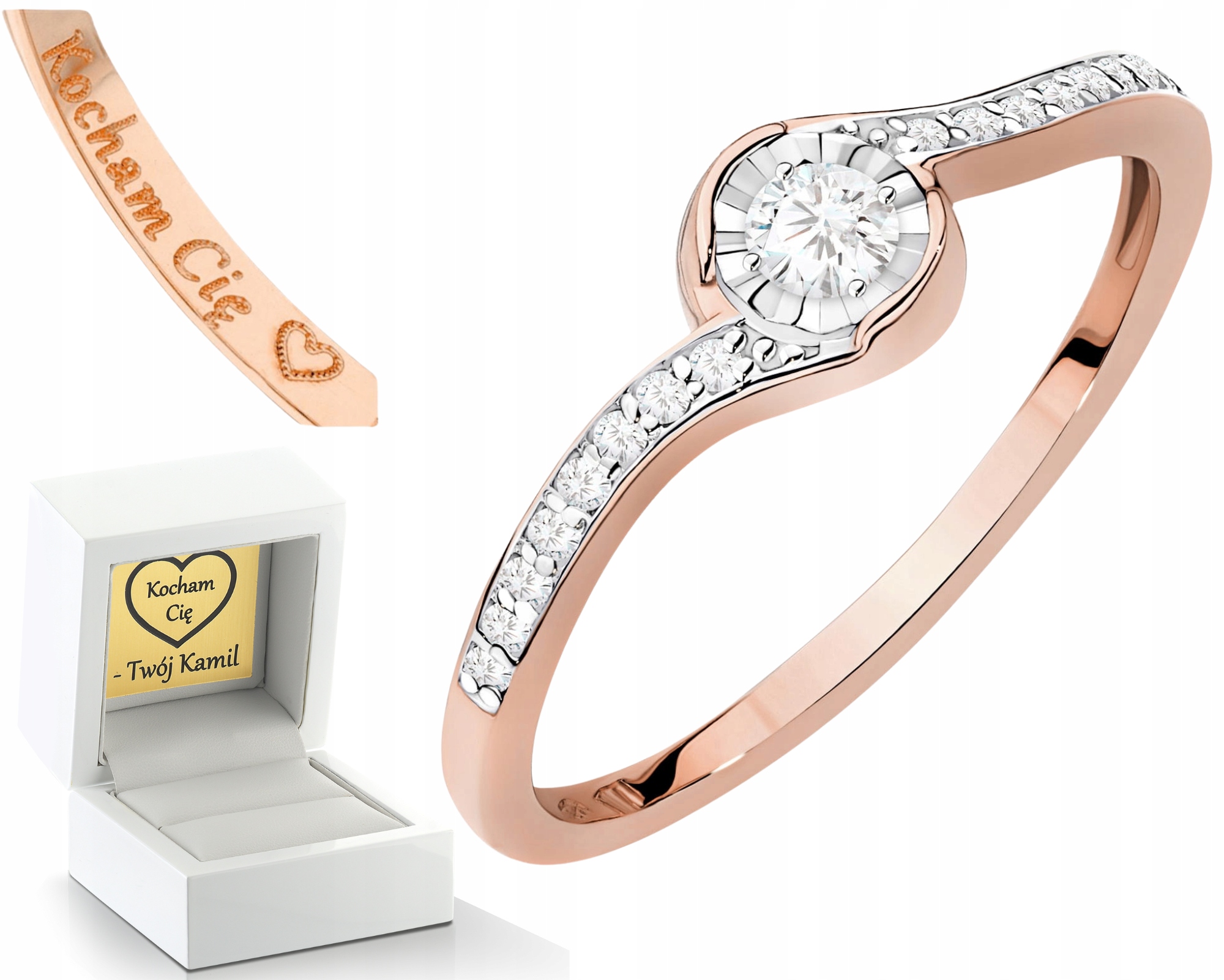 Růžové Zlato Prstýnek S Diamanty Zlato 585 Dárek