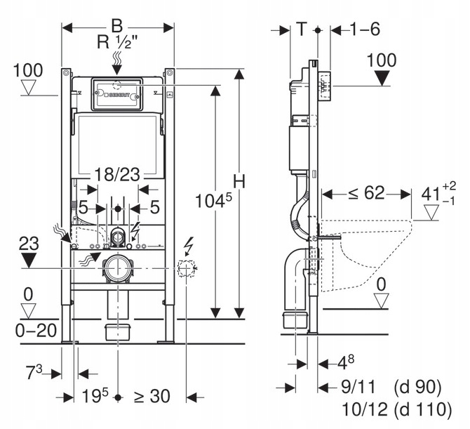 Stelaż 112 cm WC Geberit 111.170.00.1 WSPORNIKI Kod producenta 111.170.00.1