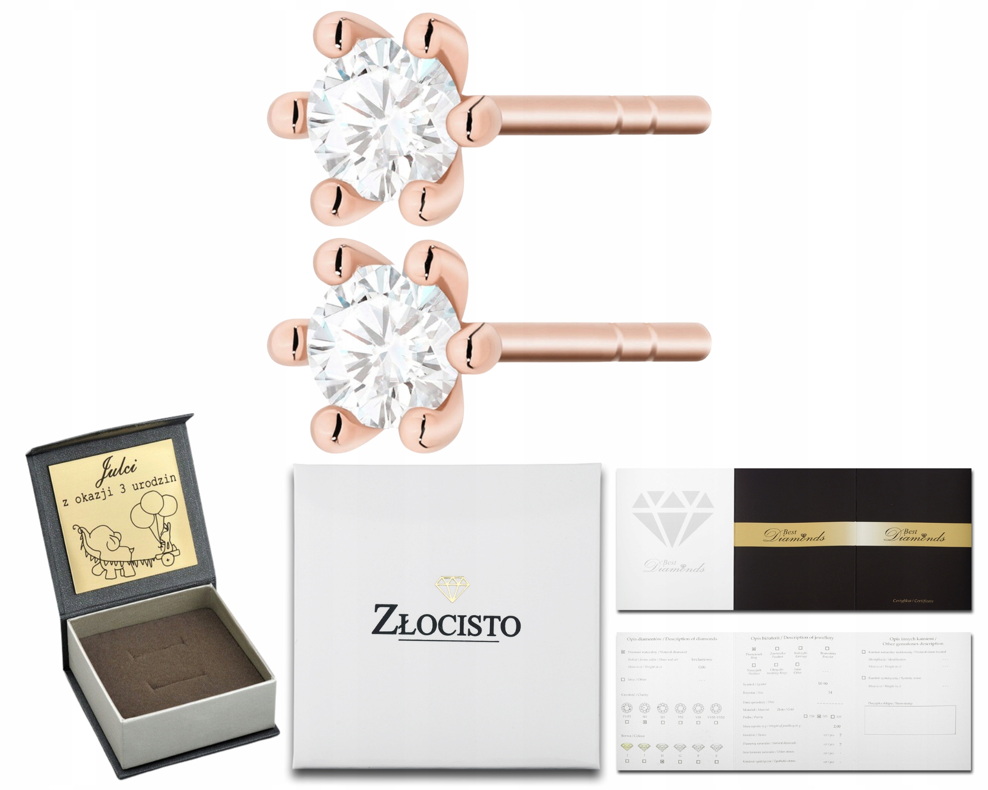 Náušnice V Růžovém Zlatě Ryzosti 585 S Briliantem Na Tyči