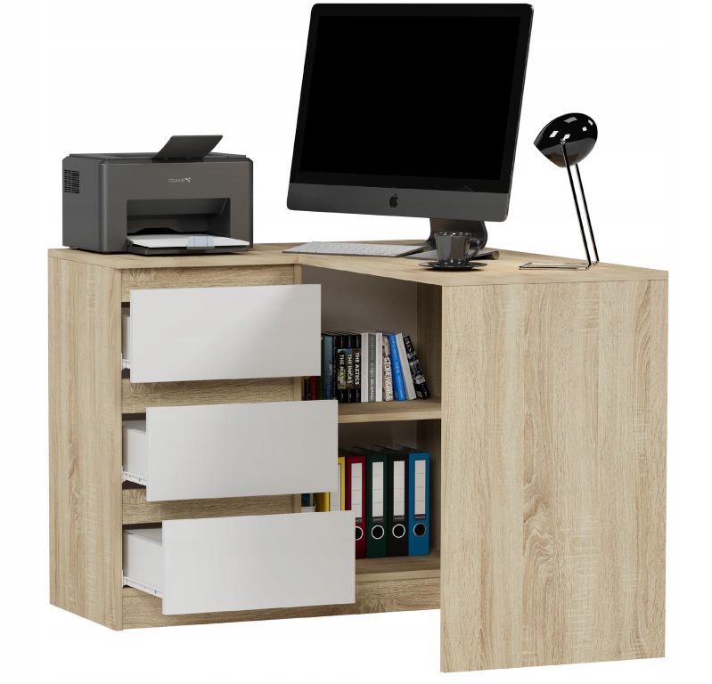 MEBLE BIURKO NAROŻNE KOMPUTER Lewe Sonom MIX N-4L