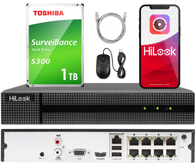 Ip Registrátor HiLook NVR-8CH-5MP/8P PoE 8-kanálový Nvr do 8Mp 1TB