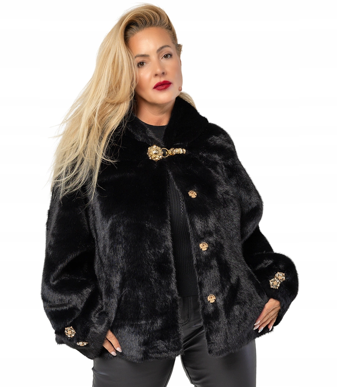 Dámský Kožešina s kapucí , elegantní, zateplený, lichoběžníkový, Aurora Agrafka S/m