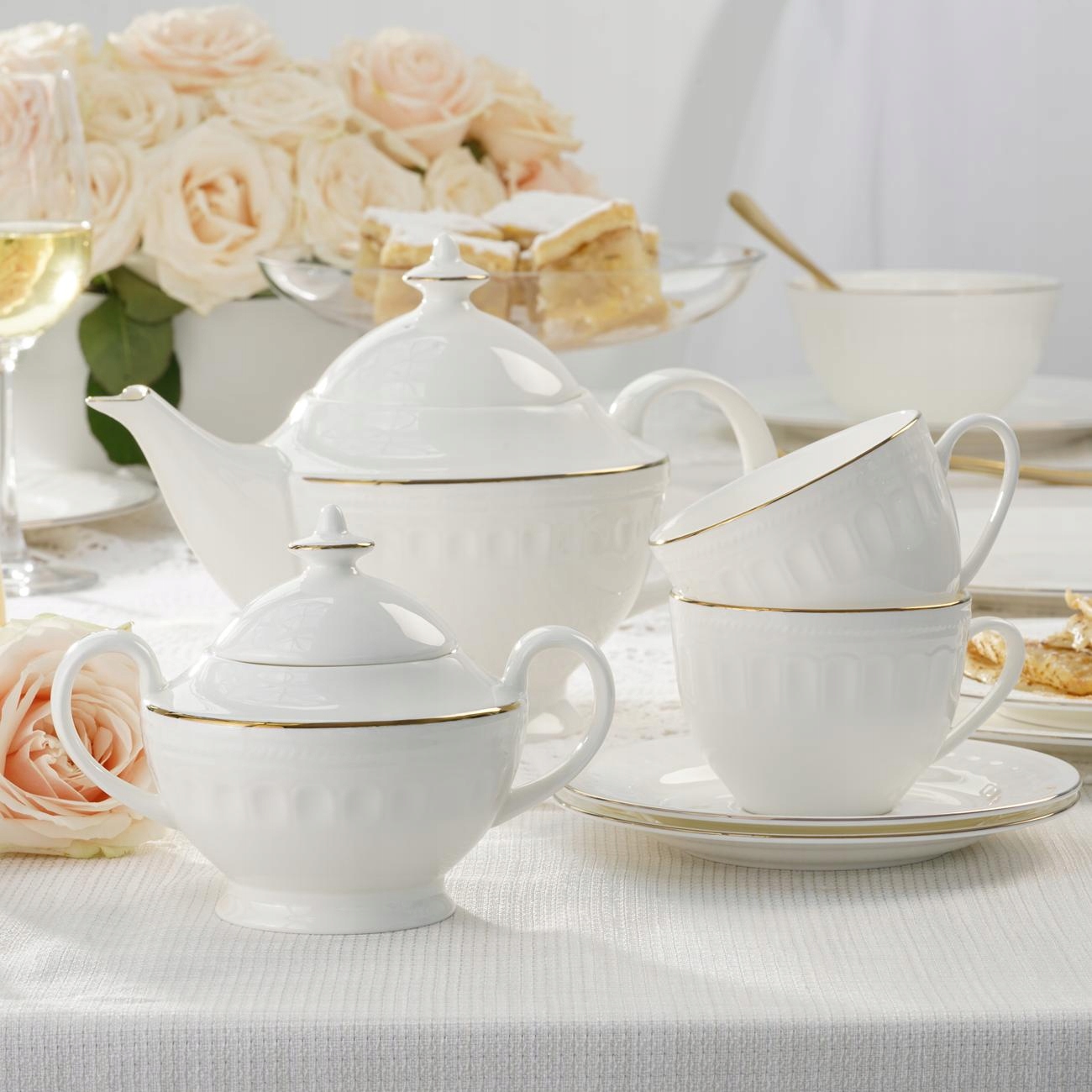 Villa Italia Kávový servis pre 6 osôb porcelánový, zlatá línia Mesyna Gold