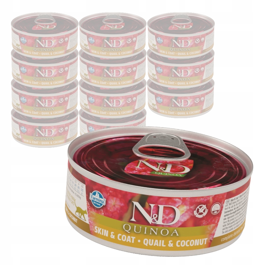 Levně Farmina N&d Quinoa Skin & Coat 12x80g Mokré Krmivo Pro Kočky Kokosová křepelka
