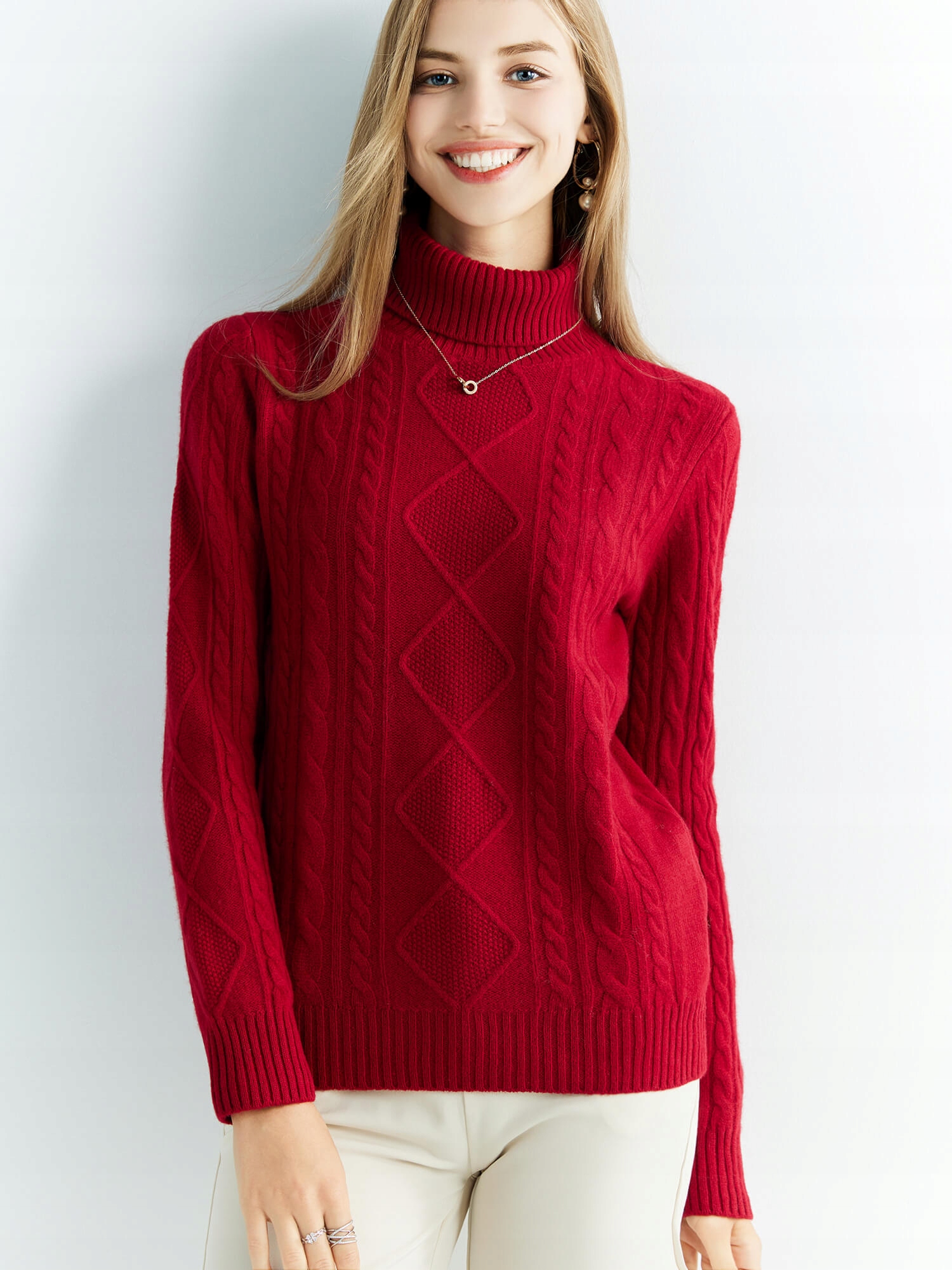 

Sweter Wełniany 100% Wełna Merino Ciemny Czerwony