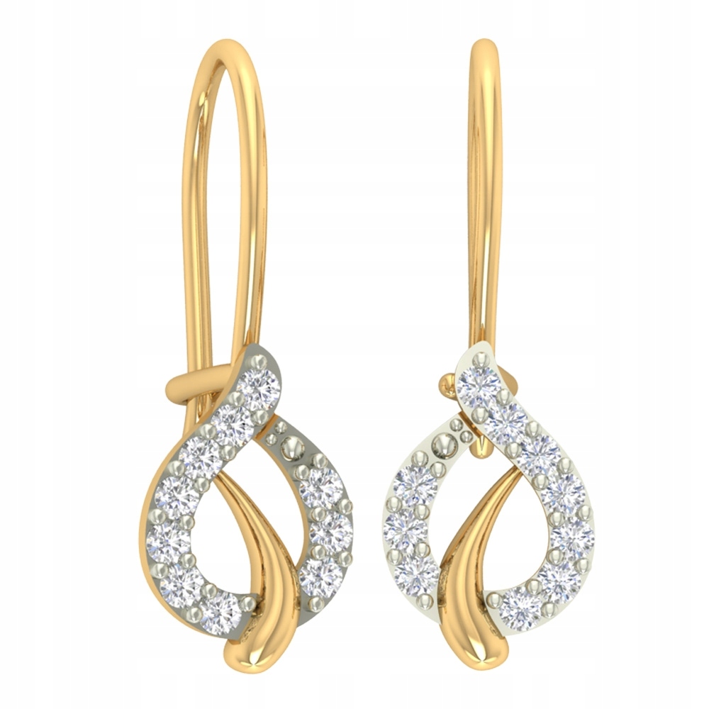 Zlaté Náušnice S Lístky A Zirkony Zlato 585