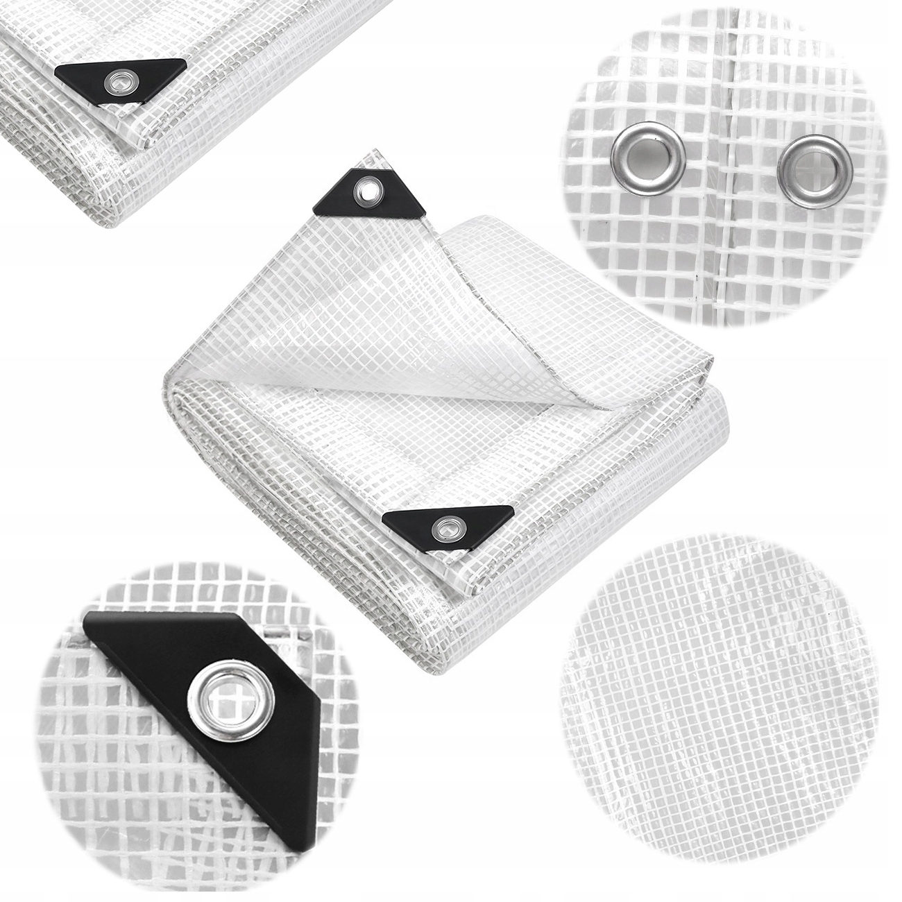 Plandeka 5x8 100g Przeźroczysta Zbrojona Biała Uv+ Ogrodowa Na Rośliny