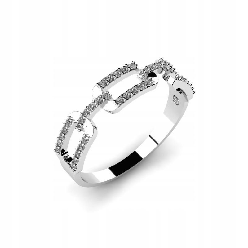 

Pierścionek Z Białego Złota Ankier Z Cyrkoniami