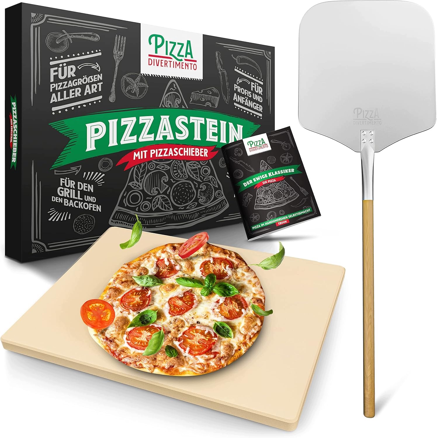 Kamień Do Pizzy 38X30CM Z Łopatką Piekarnik Grill 900°C