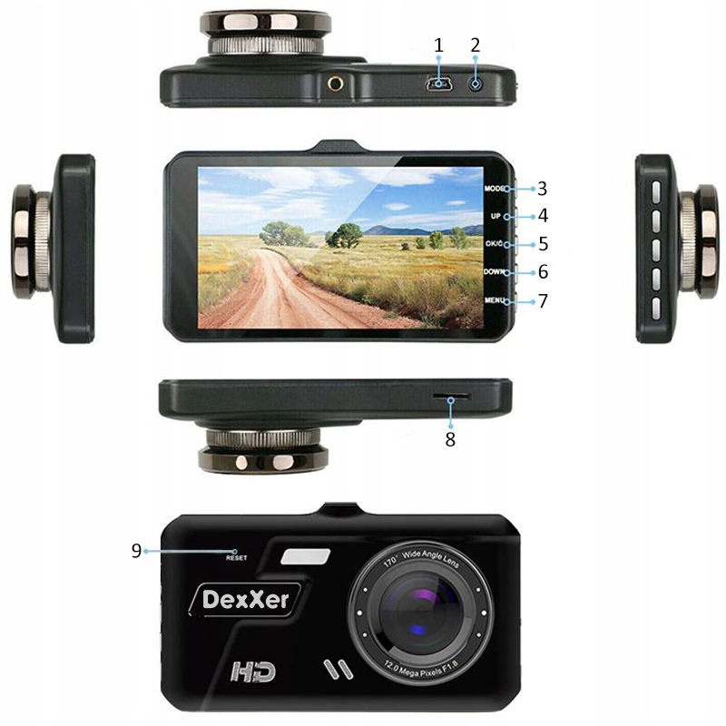 Wideorejestrator PRZÓD + TYŁ FULL HD EKRAN DOTYKOWY G sensor DETEKCJA RUCHU Marka inna