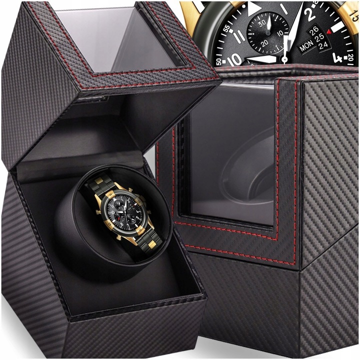 AUTOMATYCZNY ROTOMAT NA ZEGARKI SZKATUŁKA CZARNY ETUI GABLOTKA 1 ZEGAREK
