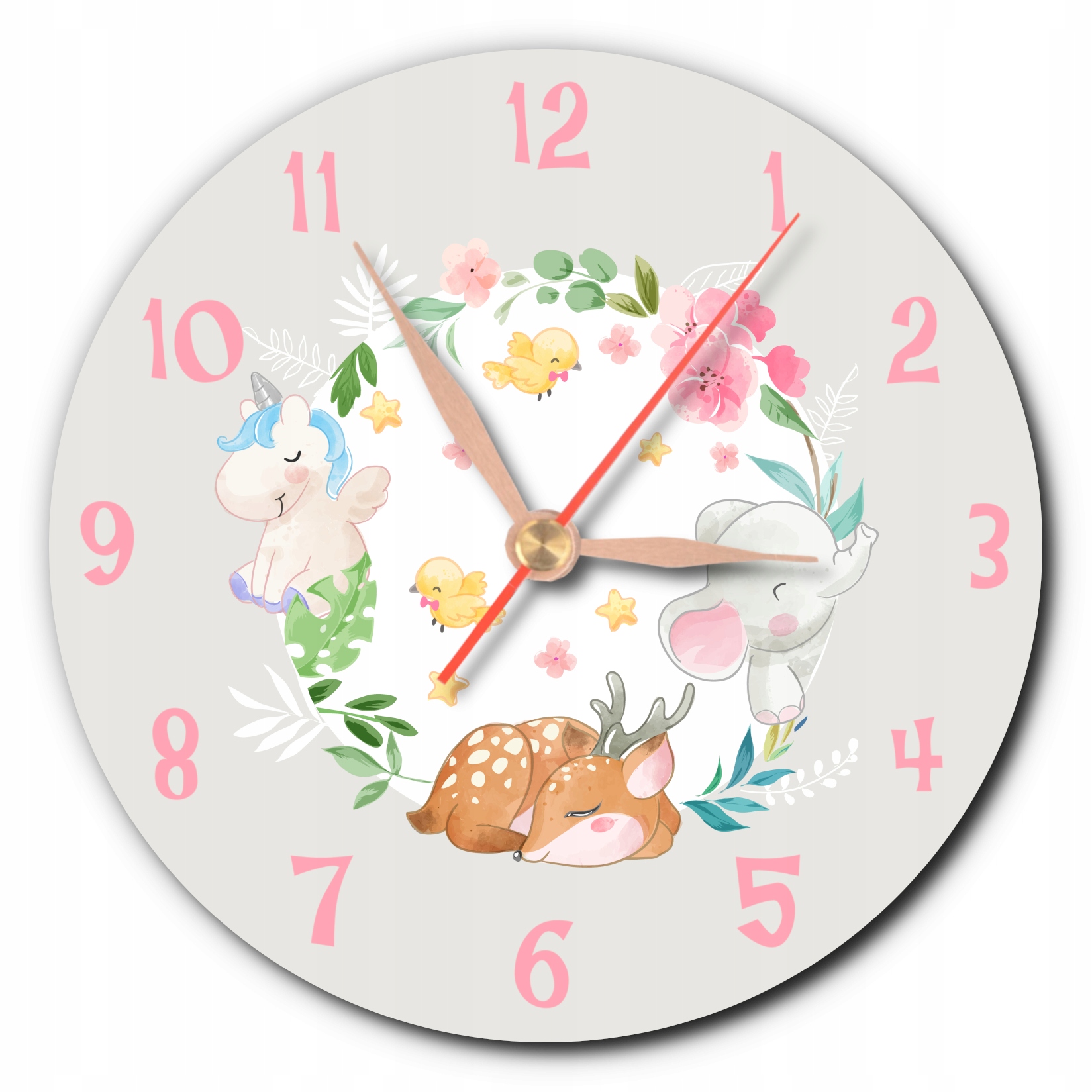 

Zegar na ścianę zwierzątka dla dzieci pastelowe