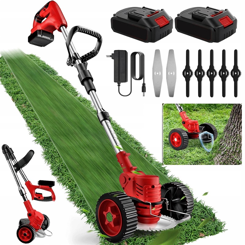 Bezdrátová Sekačka 18000 Ot/min S 2 Transportními Kolečky, Černá