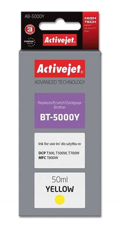 Activejet AB-5000Y Buteleczka z tuszem (zamiennik do Brother BT-5000Y; Supr