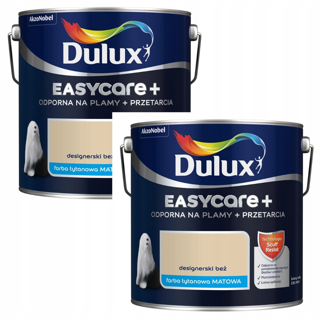 Set Dulux Easycare+ 2x2,5L Barva Latexová Barva Designová Béžová 5L